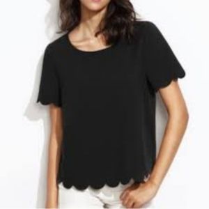 Top Shop Women's Scalloped short sleeved T-shirt